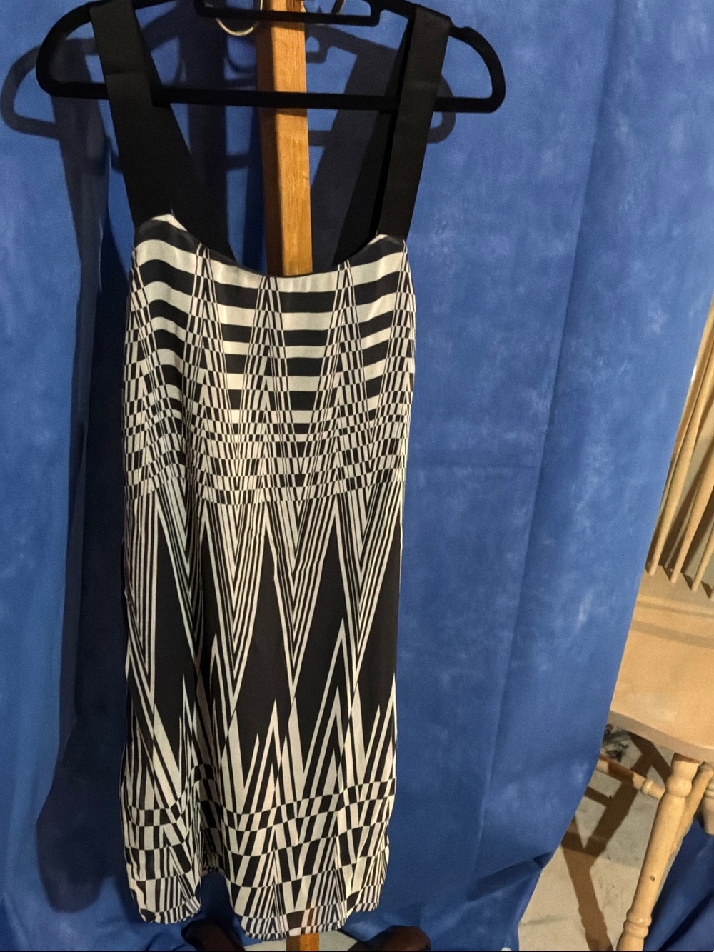 Club Monaco Black and White Graphic Strap Mini Dress